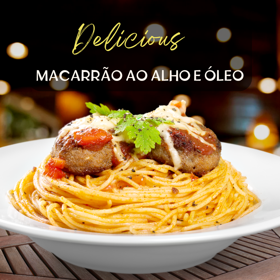 Espaguete alho e óleo com frango à Passarinho